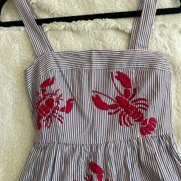 Striped Dress with Red Lobster Embroidery - Picture 5 of 11